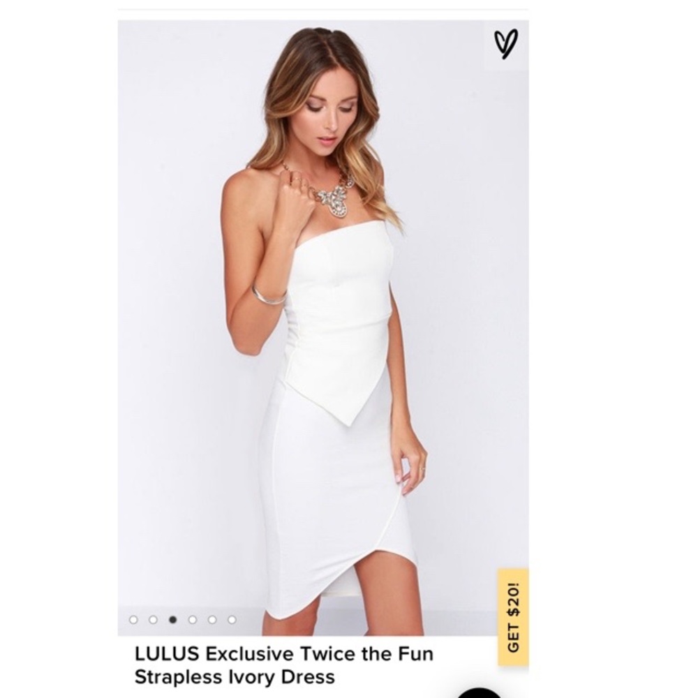 Lulus Twice the Fun Strapless Ivory Dress